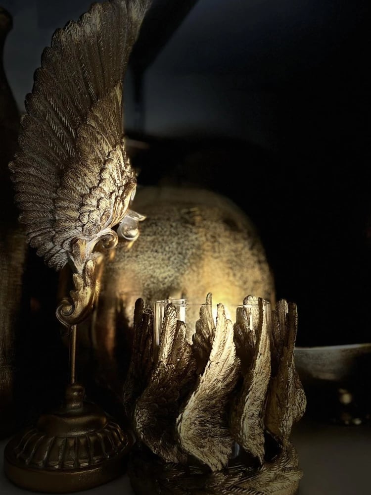 Dekor pendë, ngjyrë ari antik, 15x11x46cm
