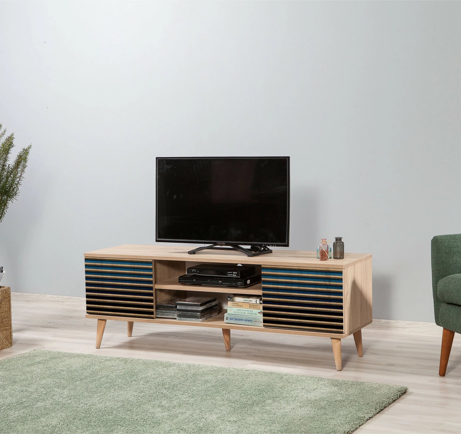 Komodë TV Hanah Home, Truva-222, ngjyrë lisi Sonoma