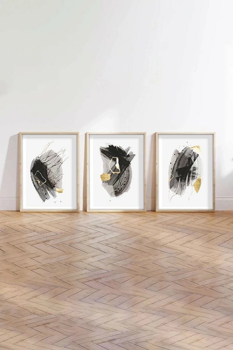 Pikturë dekorative me kornizë MDF (3 copë), Wallity, Huhu208, 50x35cm