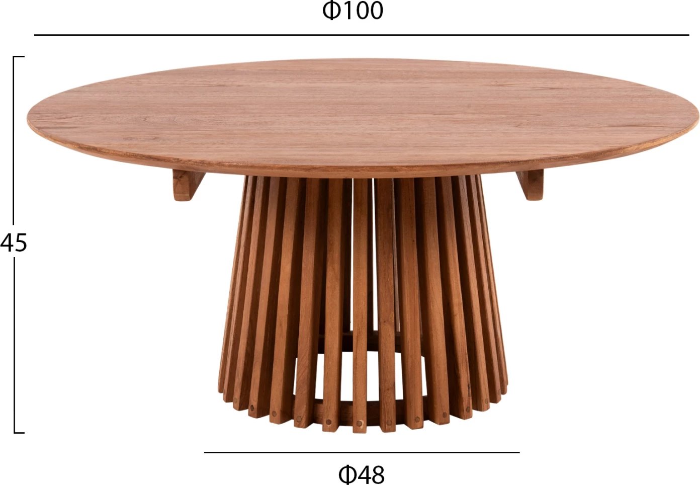 Tavolinë kafeje e rrumbullakët FRANTZ FH9523.11 dru MINDI i fortë, ngjyrë natyrale, Φ100X45H cm