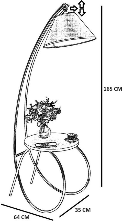 Llambë dyshemeje Opviq, e zezë, me tavolinë, 8847-1