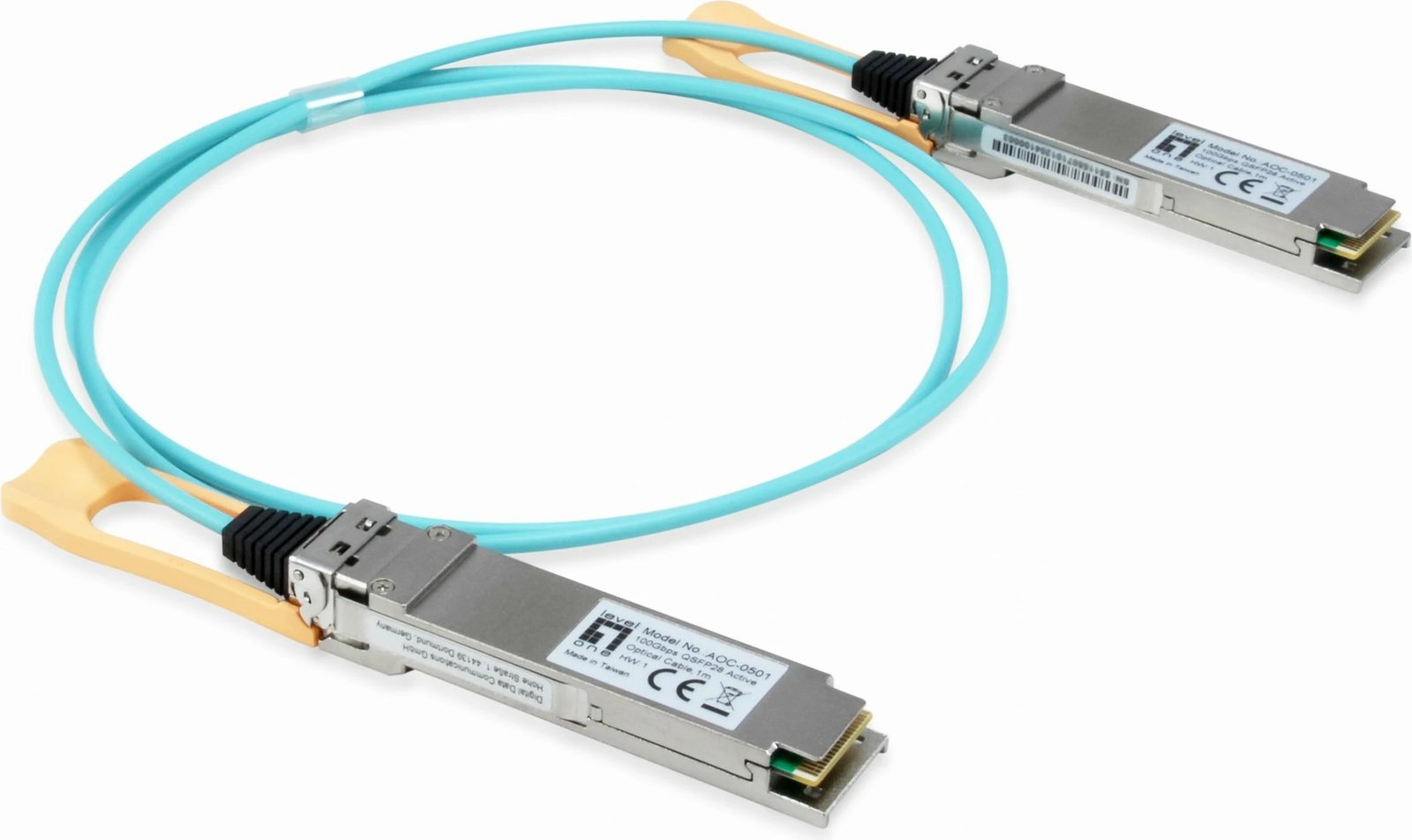 Kabëll optik LevelOne AOC-0501, 103100 Mbit/s, QSFP28, 1m, ngjyrë aqua