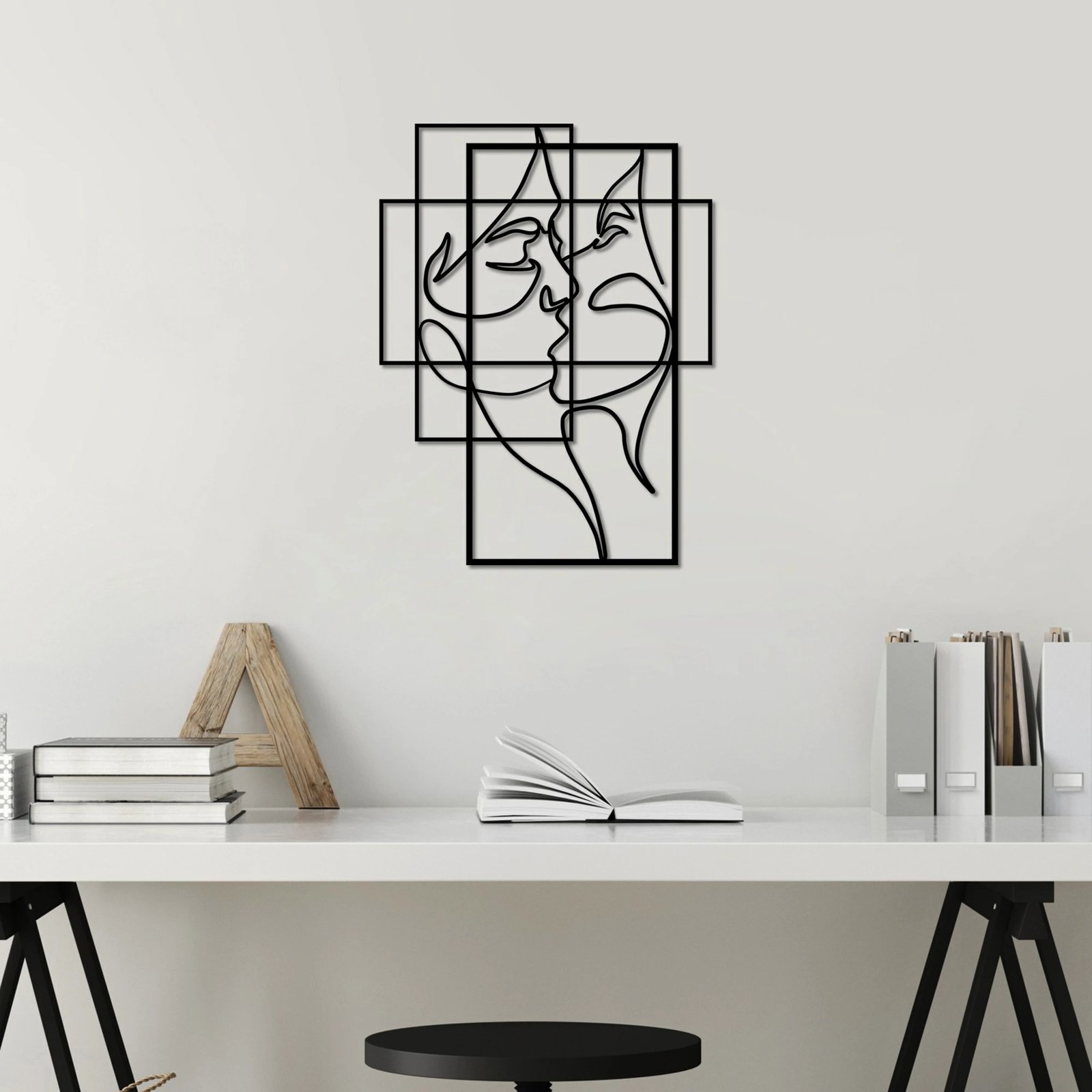 Aksesor dekorativ metalik për mur, Wallity, Love - M