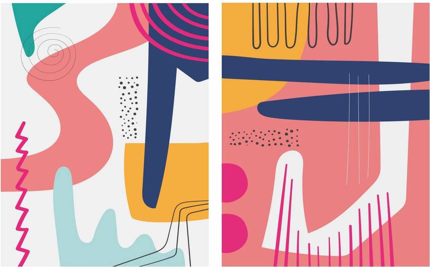 Piktura dekorative me kornizë MDF (2 copë), Wallity, Mp2-00108, 40x50