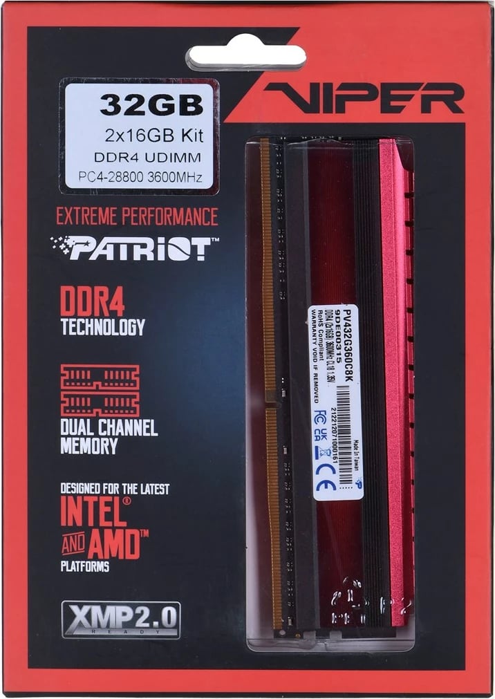 RAM memorie Patriot Viper, 32GB, 3600MHz