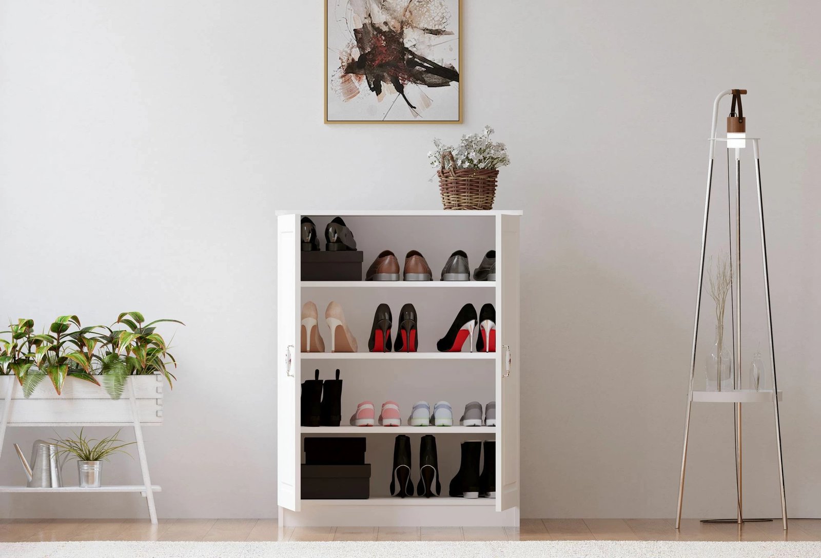 Dollap këpucësh Skye Decor, Rb-020, ngjyrë e bardhë mat