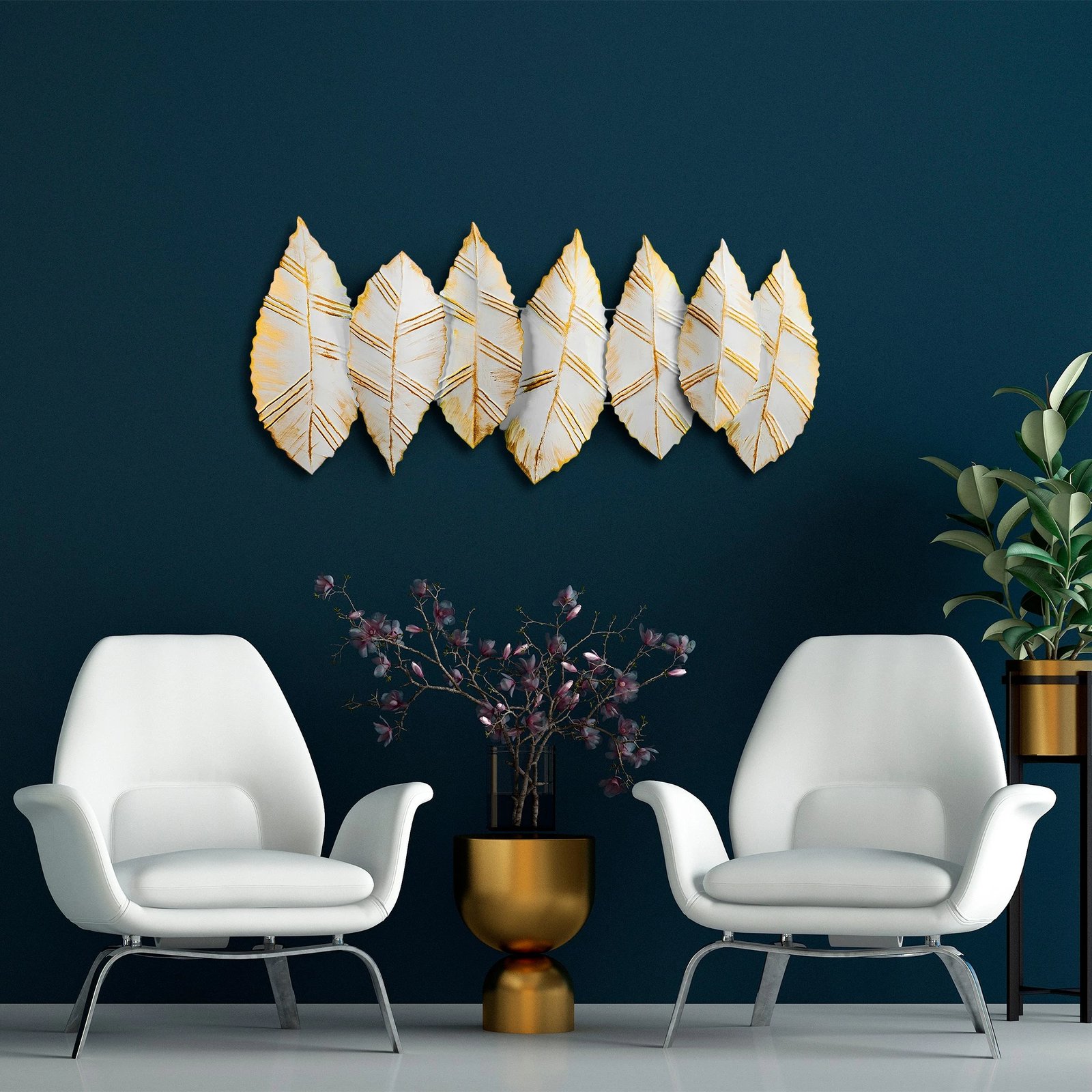 Aksesor dekorativ metalik për mur, Wallity, Hornbeam 3, shumëngjyrësh, 52x114cm