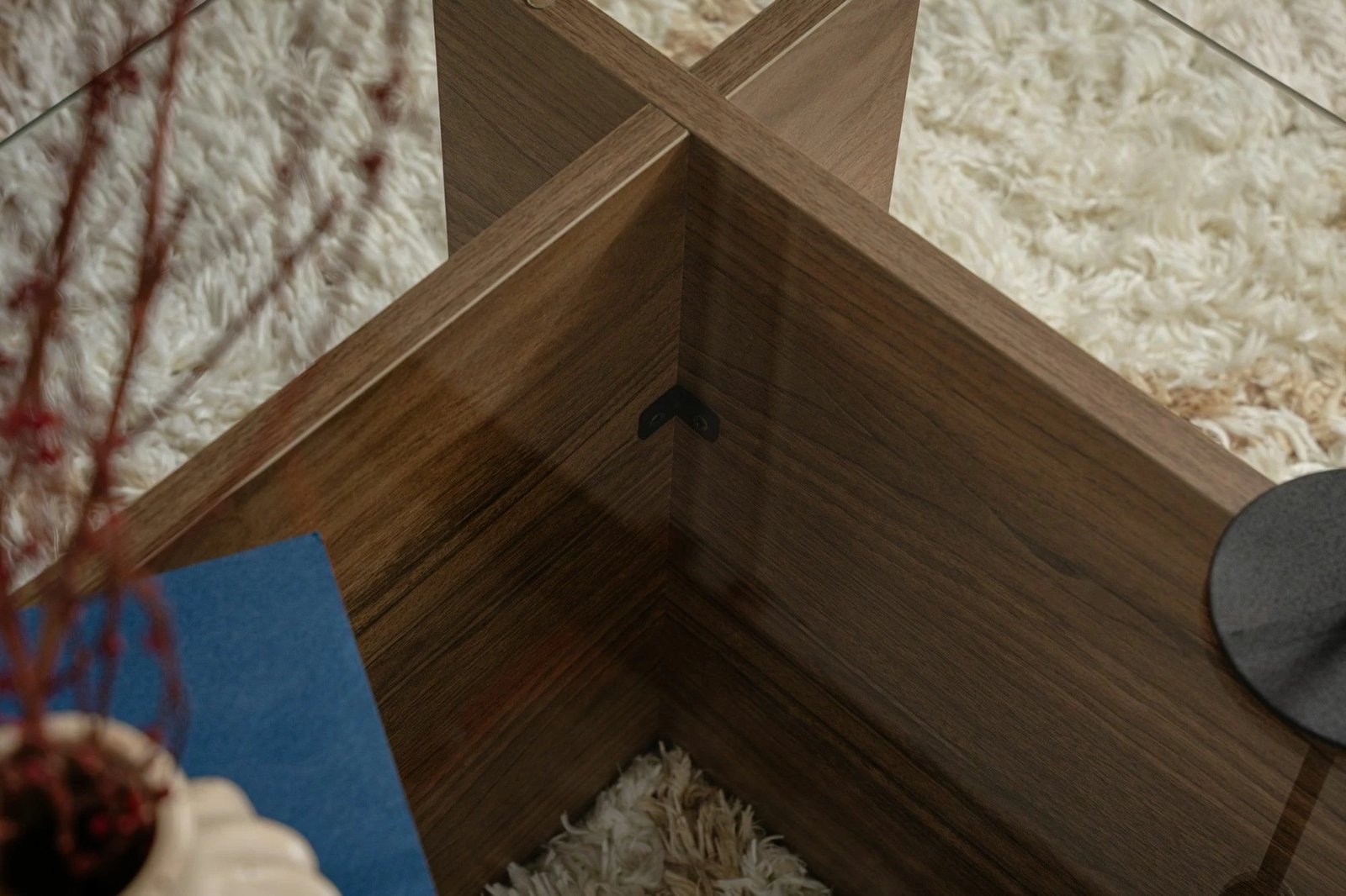 Tavolinë kafeje Nordure, xham, ngjyrë arre