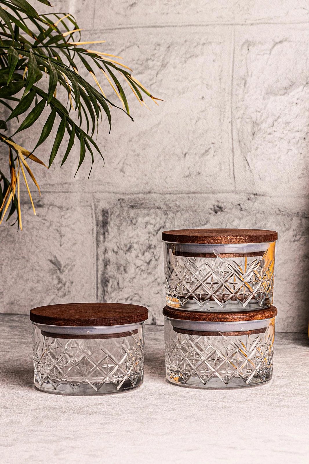 Set tasash prej qelqi me kapak druri, 6 copë, Hermia Concept, Milla 3