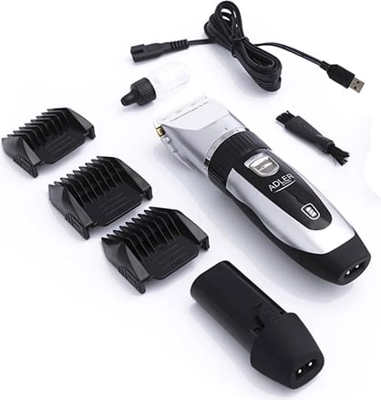 Makinë qethëse për kafshë, Adler AD 2823, 35W, kokë titan me teh qeramike, me ose pa kabllo, 4 krehra 3–12 mm, karikim USB, set me bateri rezervë Makinë qethëse për kafshë, Adler AD 2823, 35W, kokë titan me teh qeramike, me ose pa kabllo, 4 krehra 3–12 mm, karikim USB, set me bateri rezervë