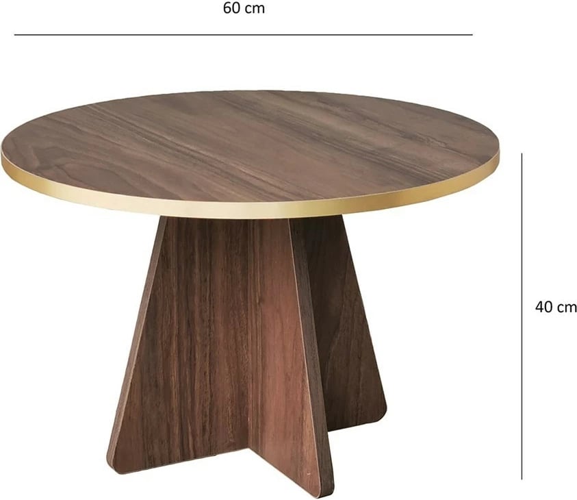 Tavolinë kafeje Hanah Home, kërpudhë - ari, arrë v2