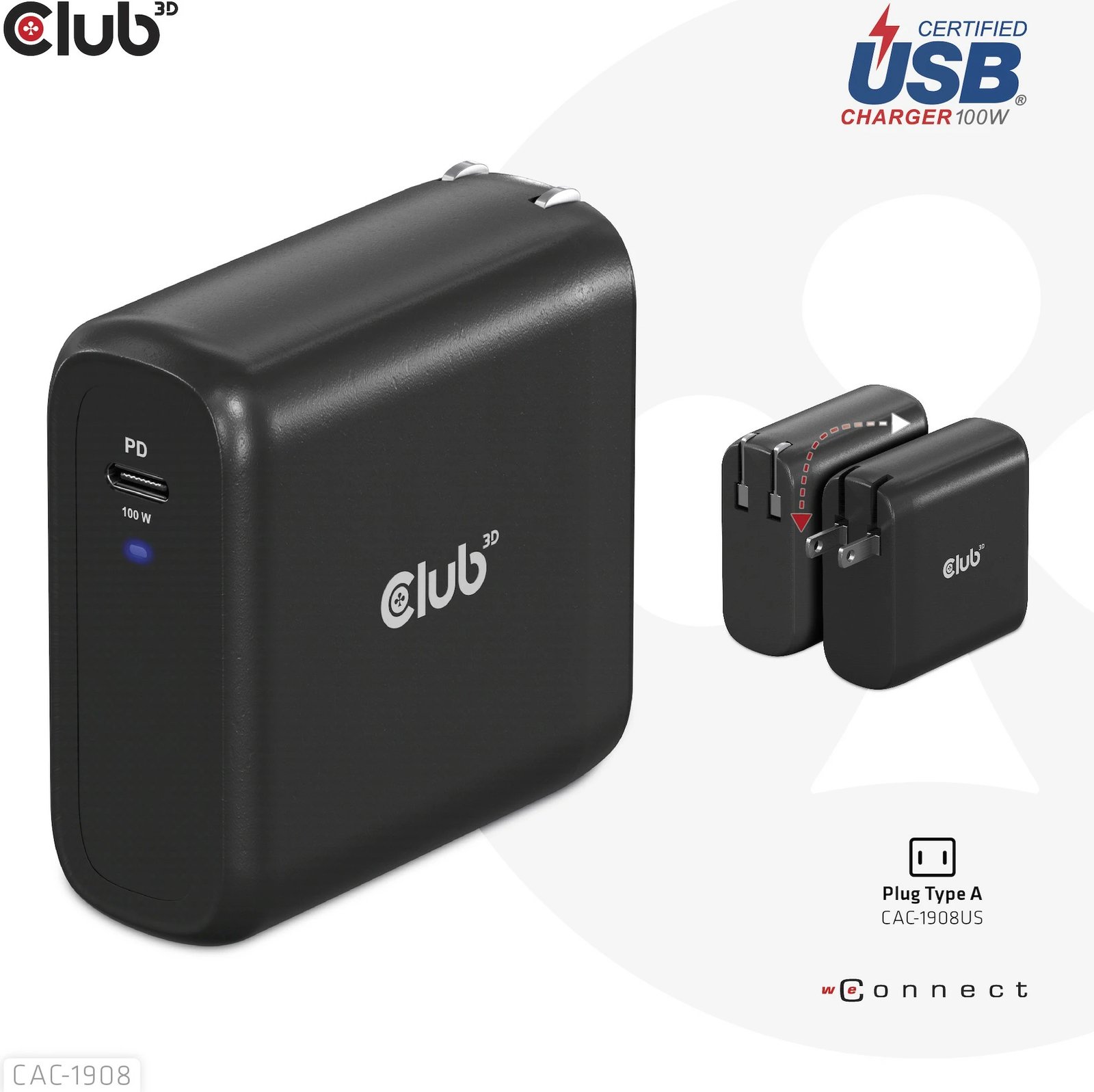 Karikues Club3D USB Type-C PD 100W, GaN, i zi
