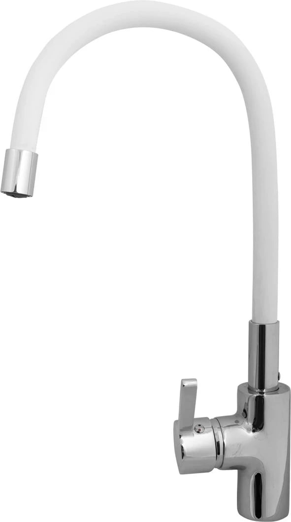 Rubinet kuzhine PYRAMIS 090919538, një levë, gryka tërheqëse, krom/bardhë