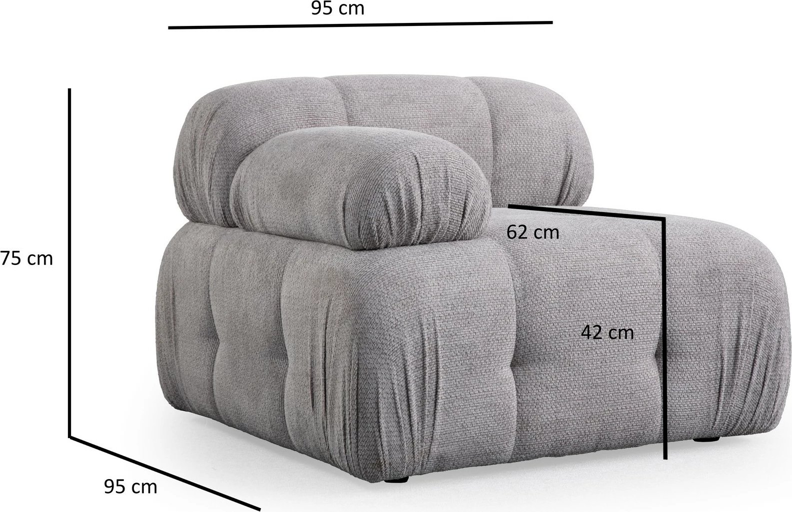 Karrige një vendëshe Atelier del Sofa, Petite 1R, ngjyrë gri e çelët