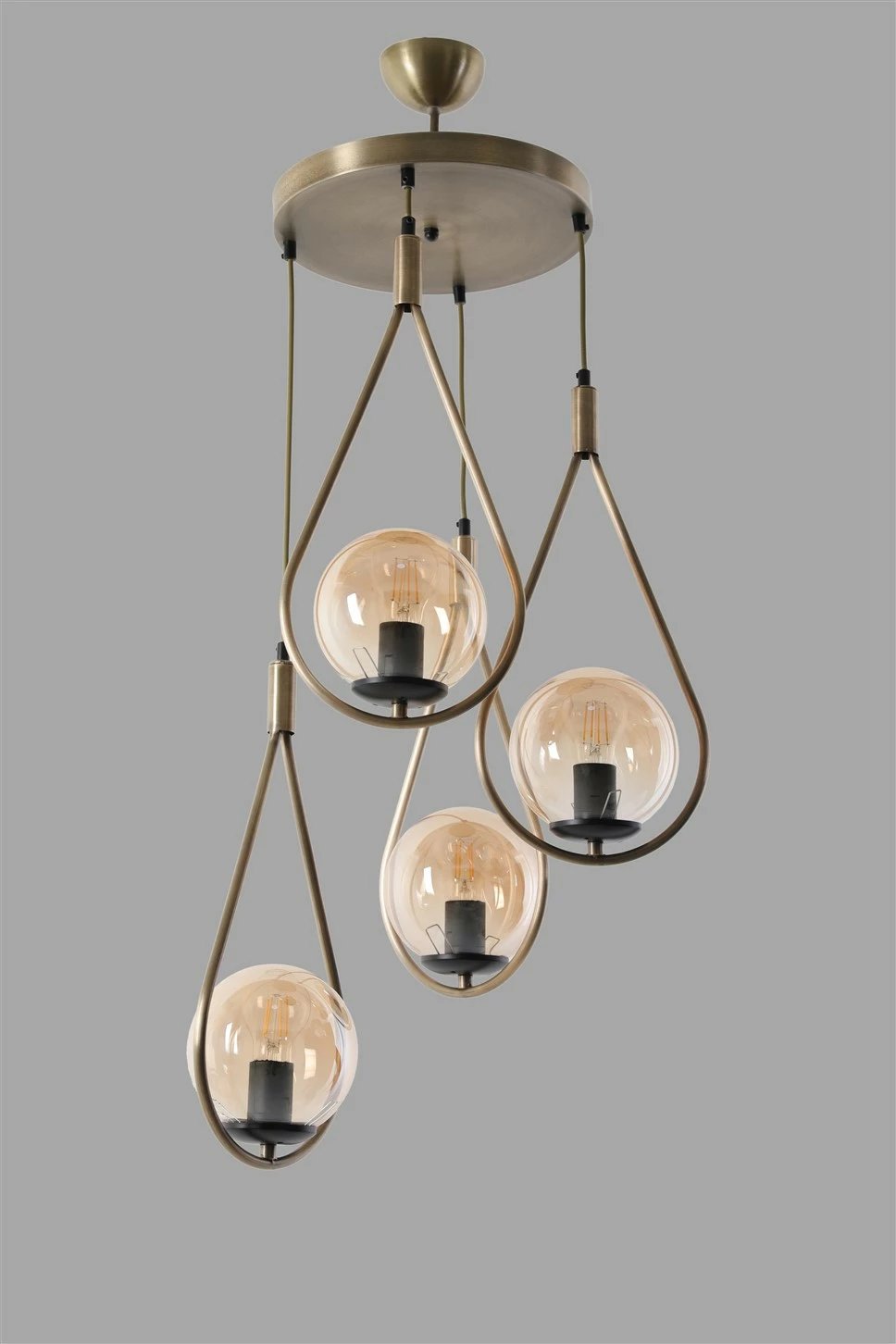 Llambë tavani Opviq Damla, 4 llampa, bakër, tepsi