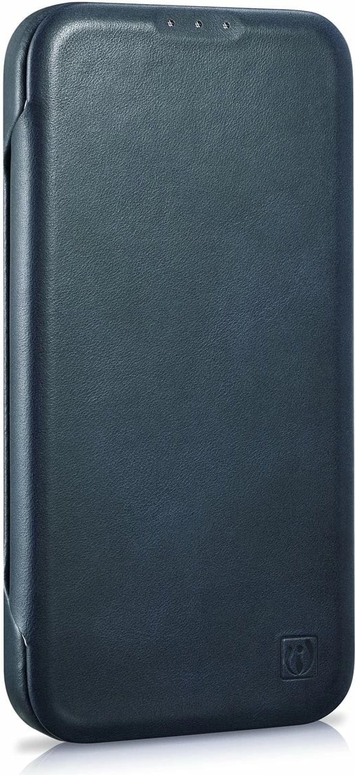 Mbështjellës iCarer Oil Wax Premium Leather Folio për iPhone 14 Plus, MagSafe, kaltër