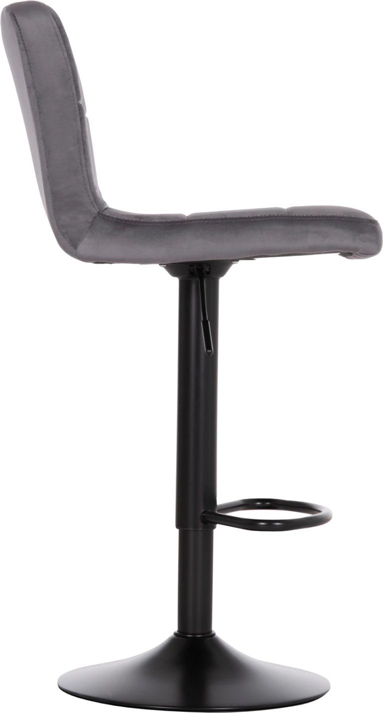 Karrige për bar rrotulluese DIANA, kadife gri, metal i zi mat, FH202.41, 44x52x109cm, set prej 2 copësh