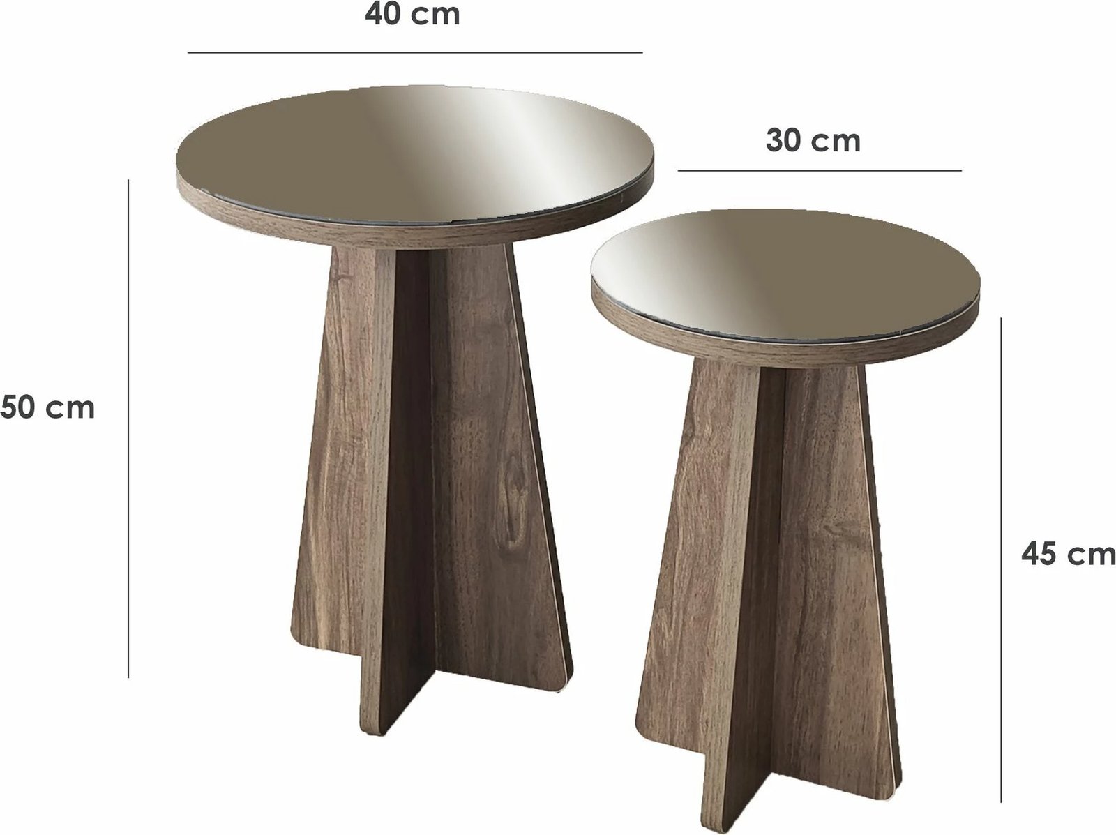 Set tavolinash anësore Skye Decor, Luna 2, bronzi, arr