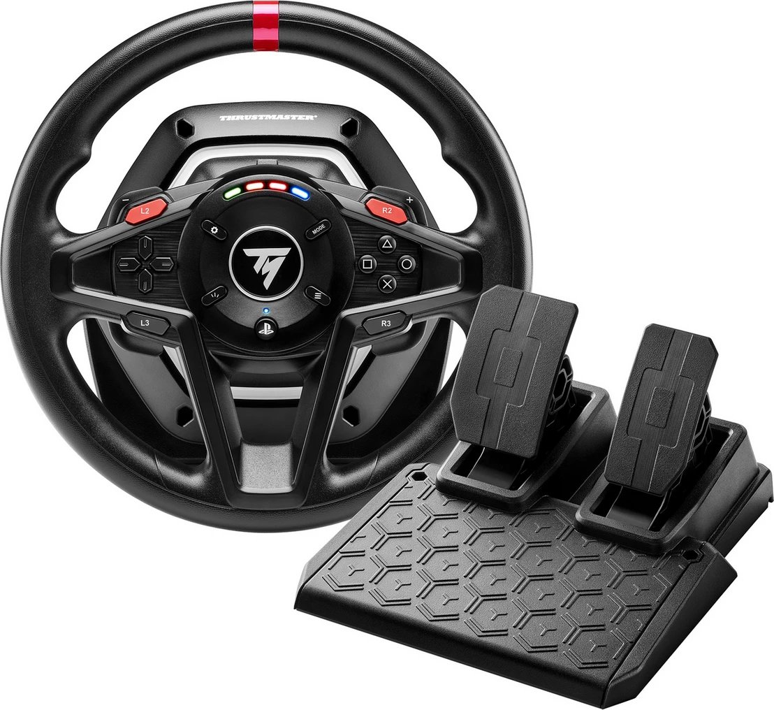 Volan lojërash me pedale, Thrustmaster T128 4160781, për PlayStation, i zi, set me pedale