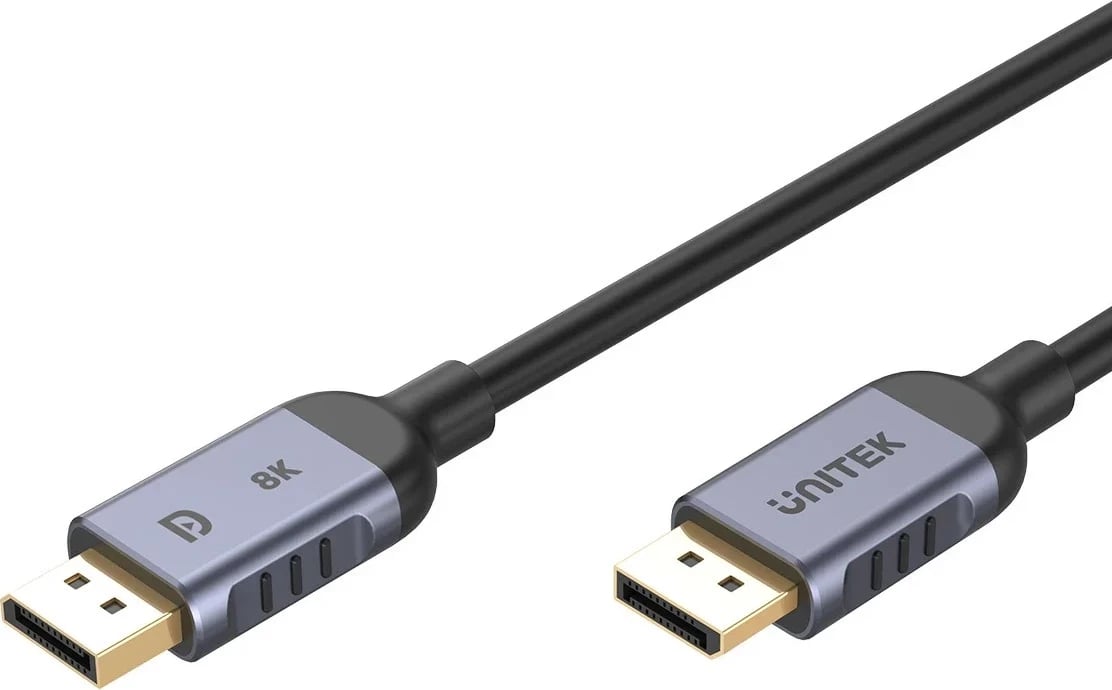 Kabel DisplayPort Unitek 1.4 8k 60hz, 4k 240hz, 1m, ngjyrë zi-argjendtë