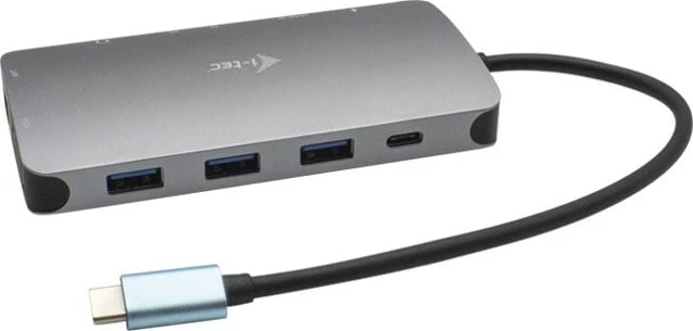 Stacion dokimi i-tec C31NANOVGA100 me USB-C, HDMI/VGA, LAN, 100W, Argjend