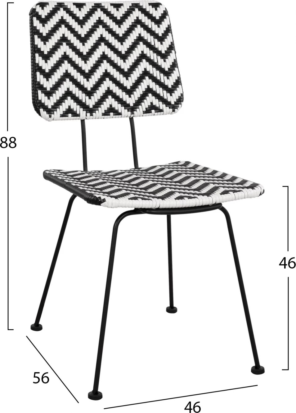 Karrige metalike Allegra FH5693 me thurje bardhë-zi 46x56x88 cm