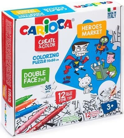 Puzzle ngjyrosës Carioca 2në1 Heros - Market 35 copë 70x35cm Puzzle ngjyrosës Carioca 2në1 Heros - Market 35 copë 70x35cm