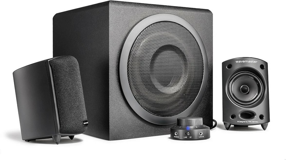Sistem zëri 2.1 Wavemaster MOODY BT, 65W, Bluetooth, gri, dru