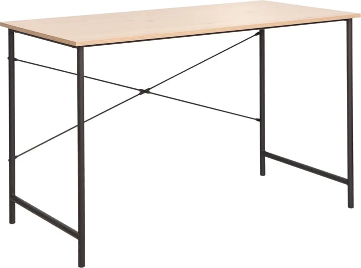 Tavolinë pune Senzia, ngjyrë natyrale, metal i zi, 120x60x75cm