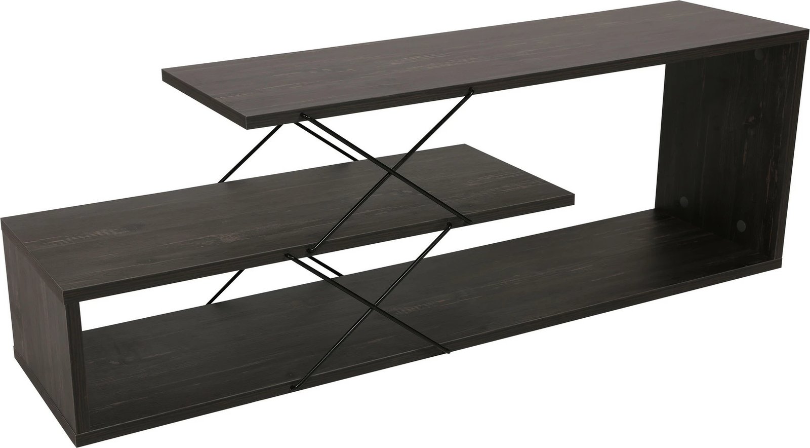 Komodë TV Hanah Home, dizajn Zigzag, ngjyrë kafe e errët