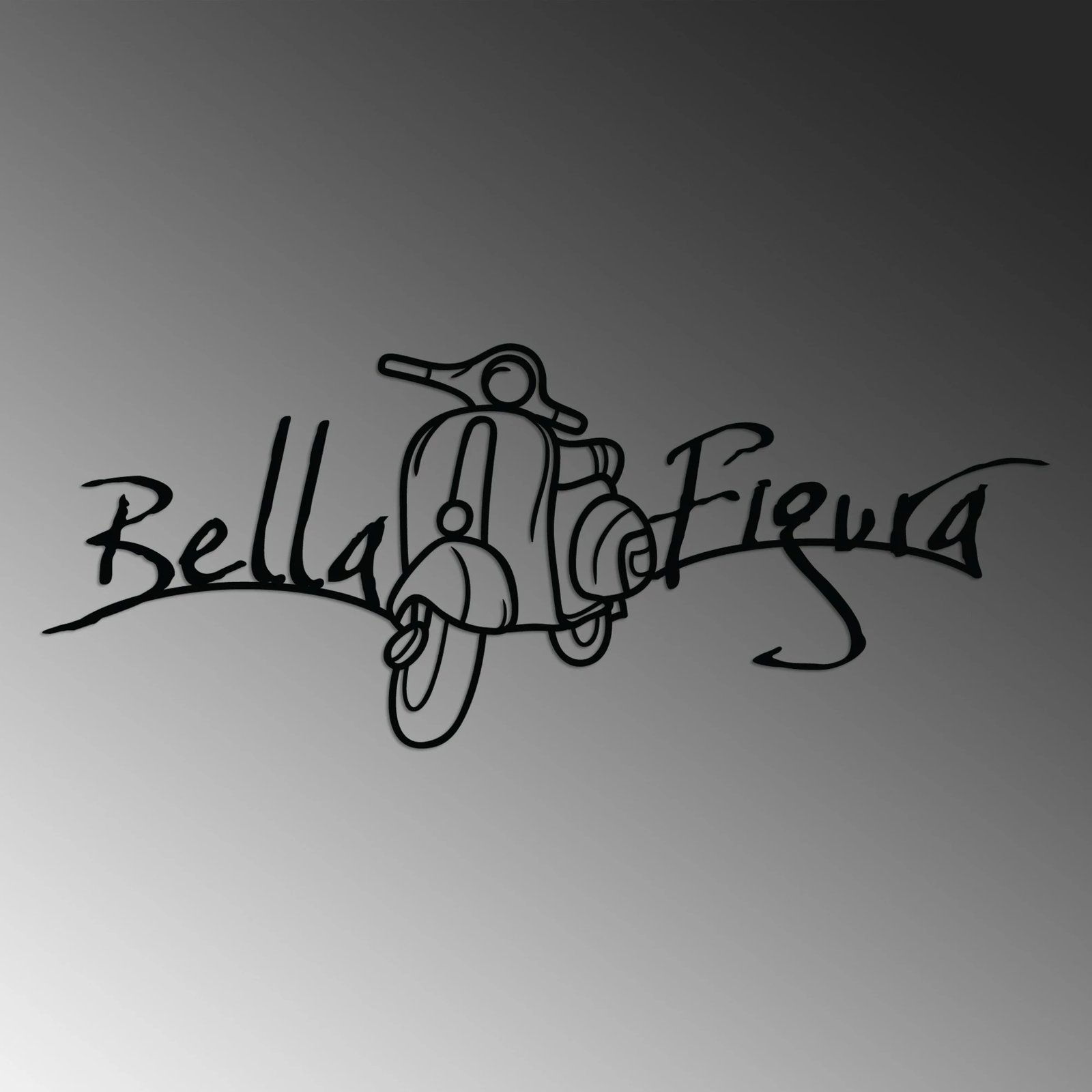 Aksesor dekorativ metalik për mur, Bella Figura 1, ngjyrë e zezë, 60x25cm