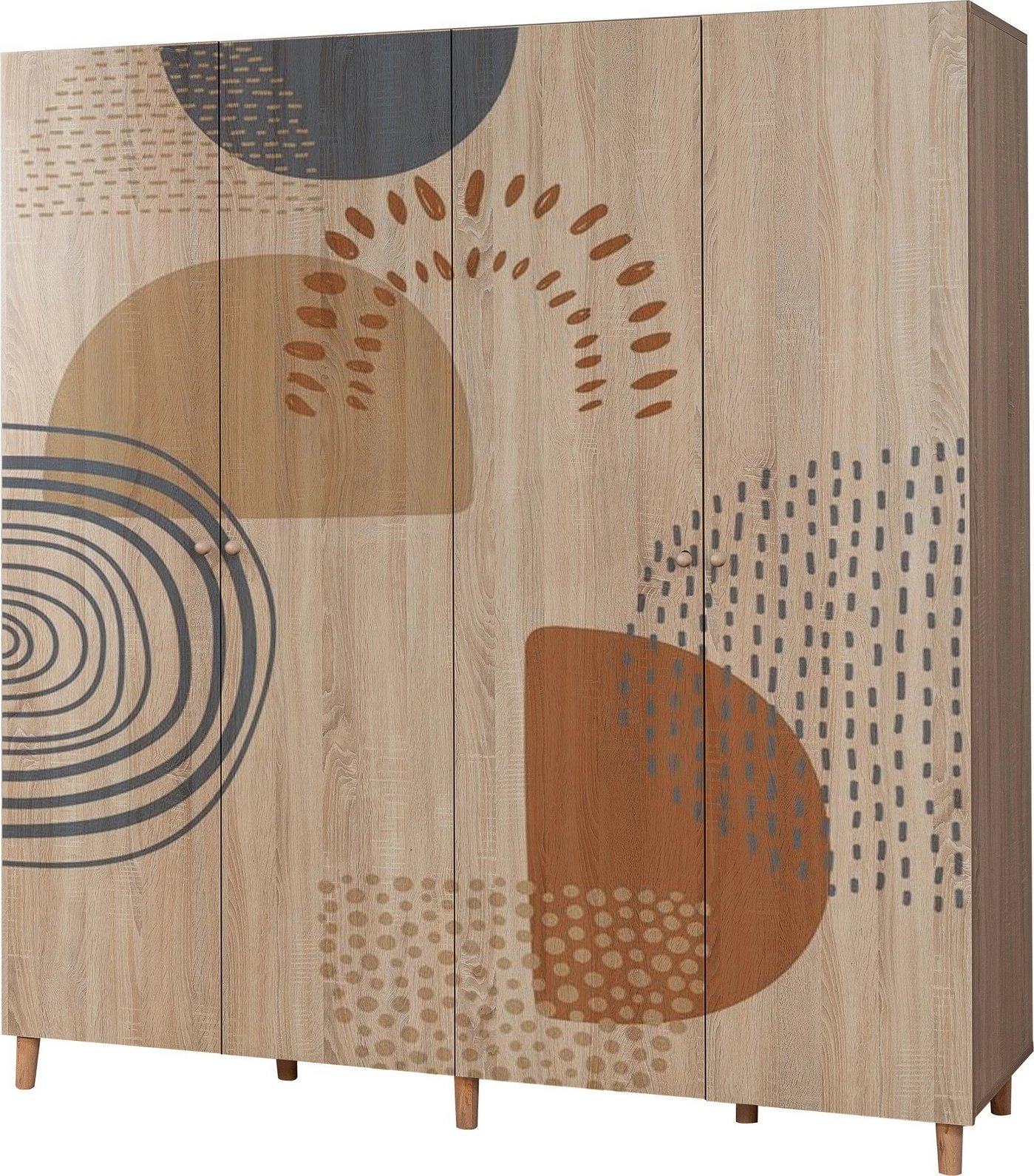 Dollap garderobe Sonomo, këmbë druri, doreza druri, Skye Decor Loni 4 -975