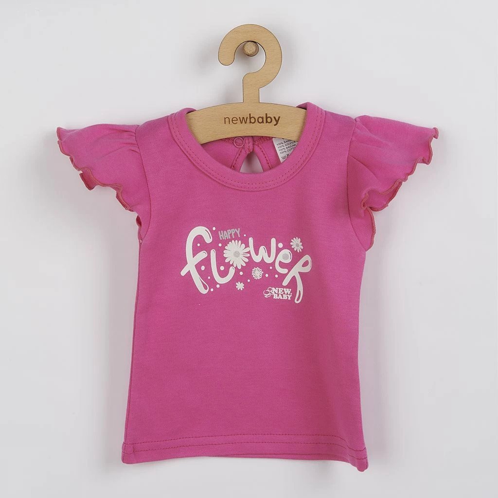 Set 2-copësh foshnje, NEW BABY, Happy Flower, 100% pambuk, madhësia 62 (3-6m), rozë e errët