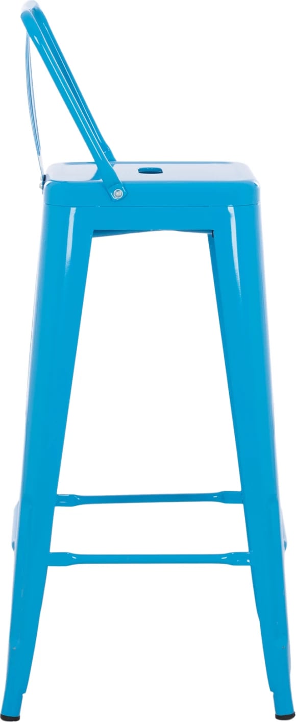 Karrige për bar metalike Melita me shpinë, ngjyrë blu, FH8643.08, 43x43x100 cm