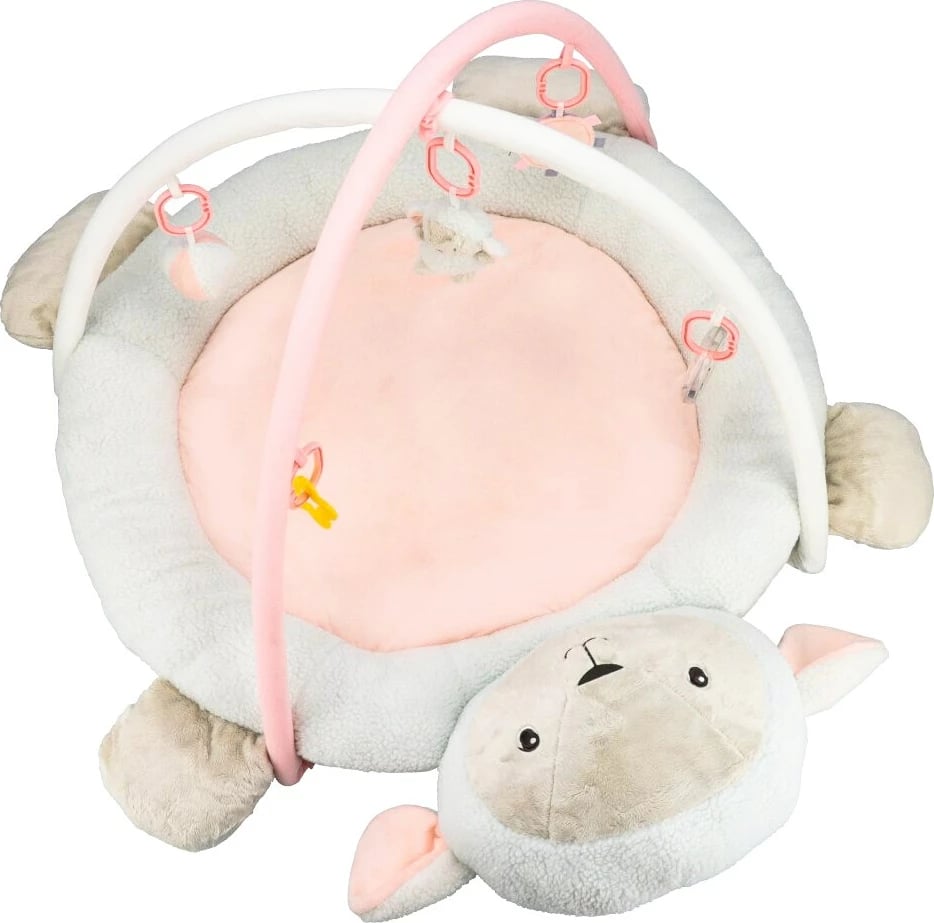 Batanije loje plushe me trapez për bebe, NEW BABY, Sheep, 80 cm jashtë/55 cm brenda, lartësi 53 cm, e bardhë-rozë