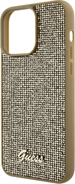 Mbështjellës Guess Disco Metal Script për iPhone 15 Pro Max, ari Mbështjellës Guess Disco Metal Script për iPhone 15 Pro Max, ari