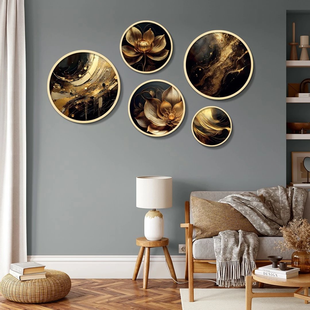 Set pikturash dekorative të kornizuara MDF (5 copë), Wallity, Yats-14