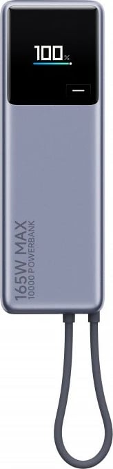 Power bank Xiaomi 165W, 10000mAh, me kabllo të integruar, Gri