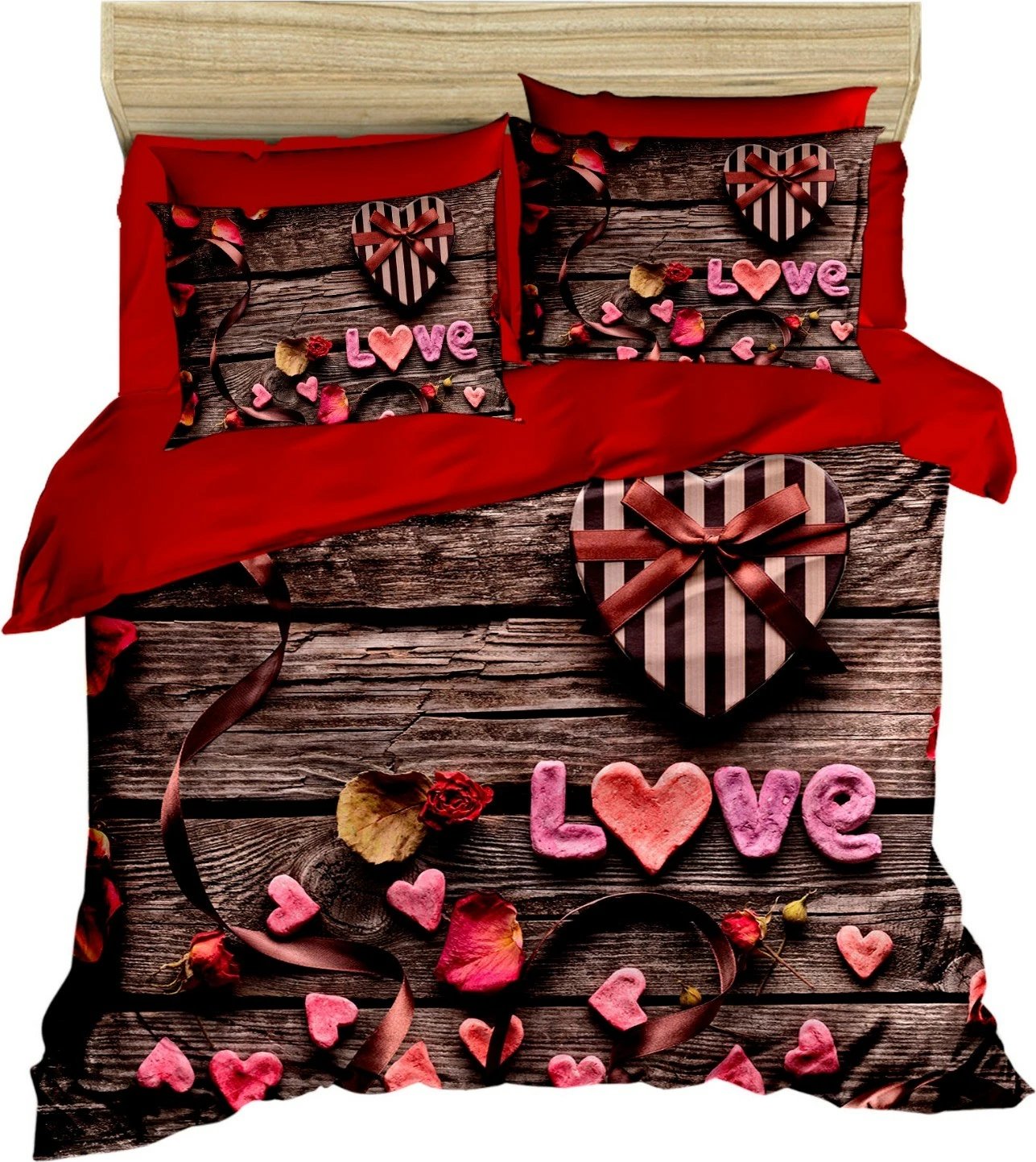 Set mbulesë për jorgan king size, L'essentiel, ngjyrë e kuqe, kafe, rozë, 178