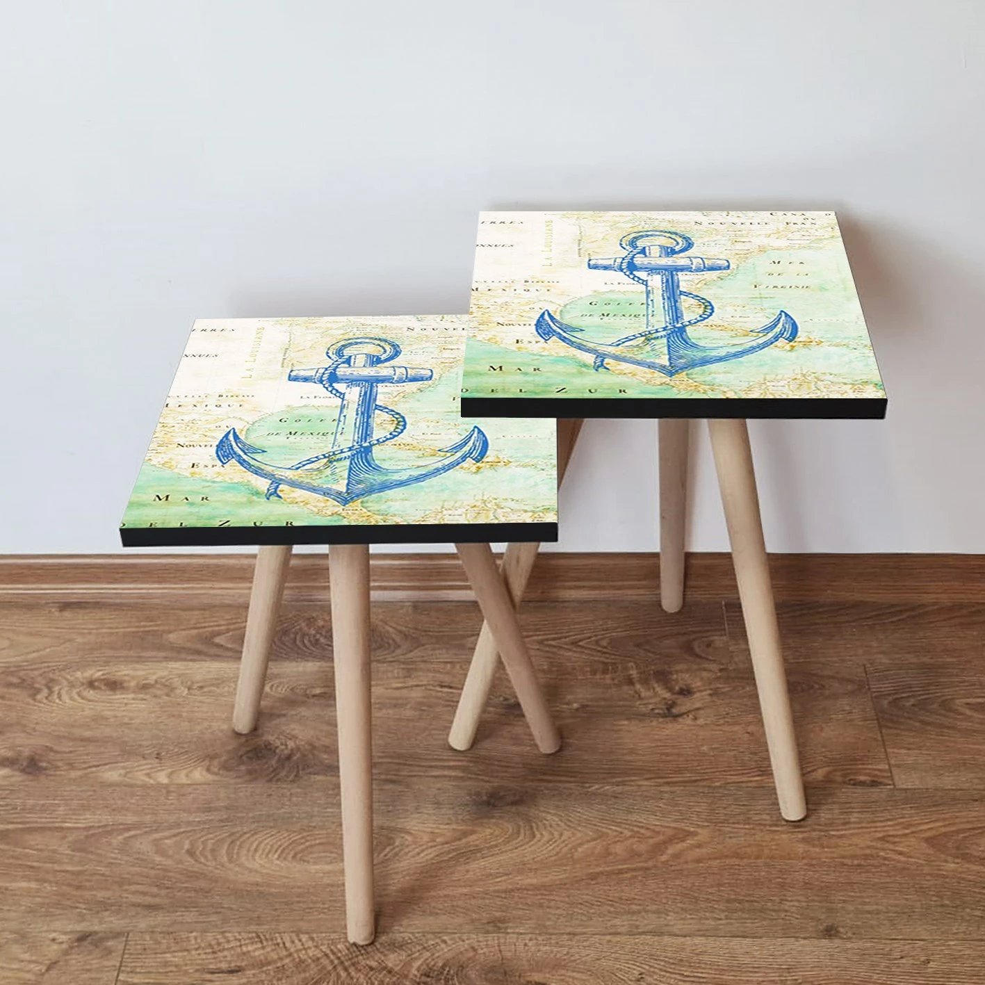 Tavolina ndihmëse të vendosshme (2 copë), Skye Decor, 2Shp313, ngjyrë blu e errët