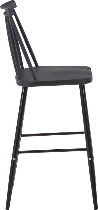 Karrige për bar Aurora I pp, ngjyrë e zezë, këmbë metalike e zezë, 42x47x99cm