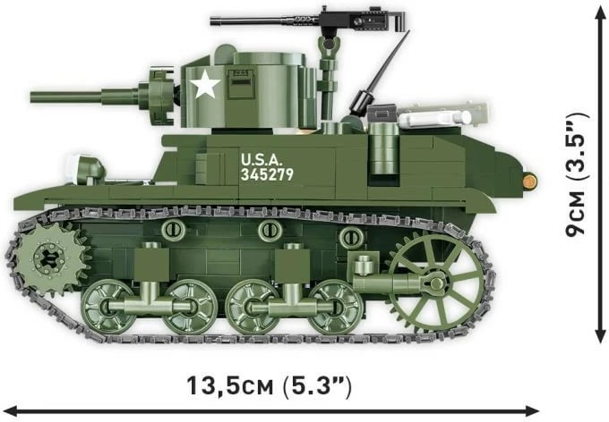 Set blloqesh Cobi Klocki M3 Stuart, 511 pjesë, me 2 figurina, Jeshile