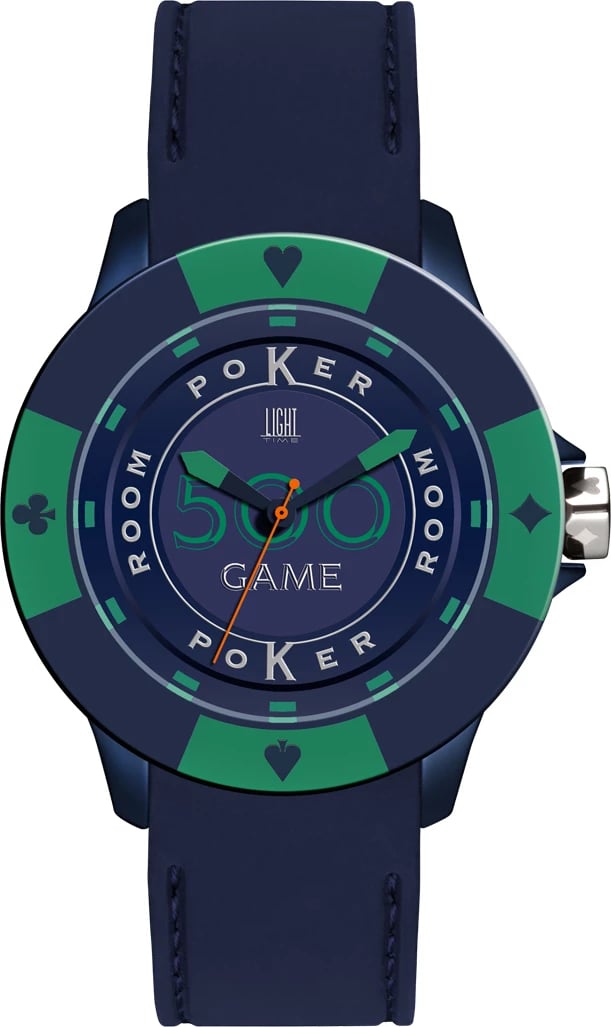 Orë dore për meshkuj LIGHT TIME Poker, blu/gjelbër