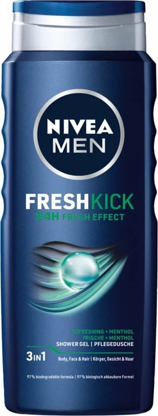 Xhel dushi 3-në-1 për meshkuj Nivea Fresh Kick 500ml