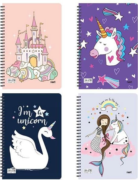 Fletore spirale NEXT Unicorns 17x25cm 2 lëndë
