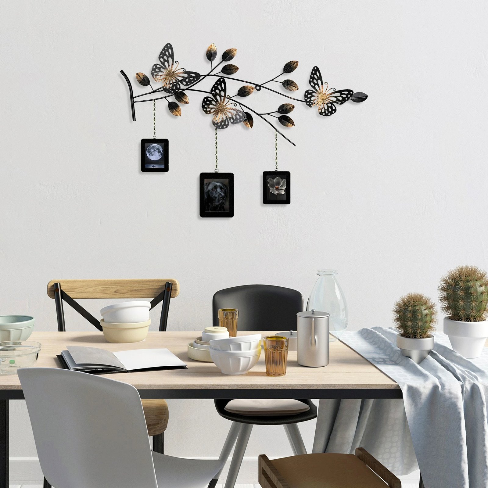 Aksesor dekorativ metalik për mur, Wallity Dalvere 2, shumëngjyrësh, 93x65x4cm