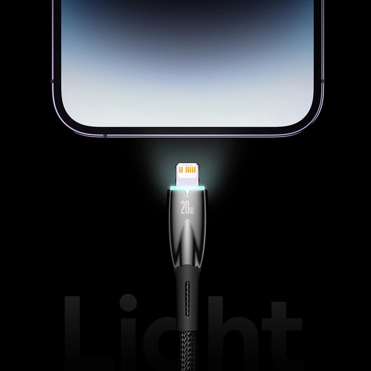 Kabllo Baseus Glimmer Series USB-A në Lightning, 2m, 2.4A, e zezë