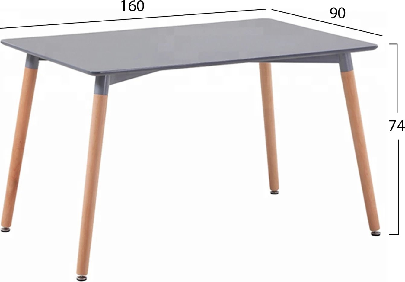 Tavolinë kuzhine, FH8697.10, minimaliste, MDF gri, këmbë ahu, 160x90x74.5 cm