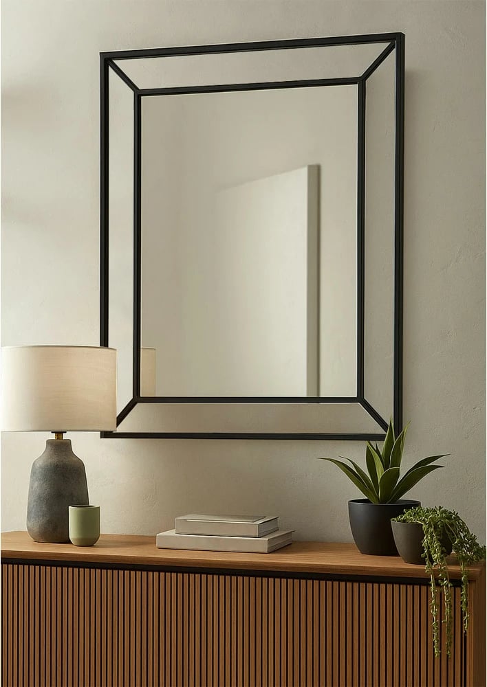 Pasqyrë varëse, ngjyrë e zezë, 80x110cm