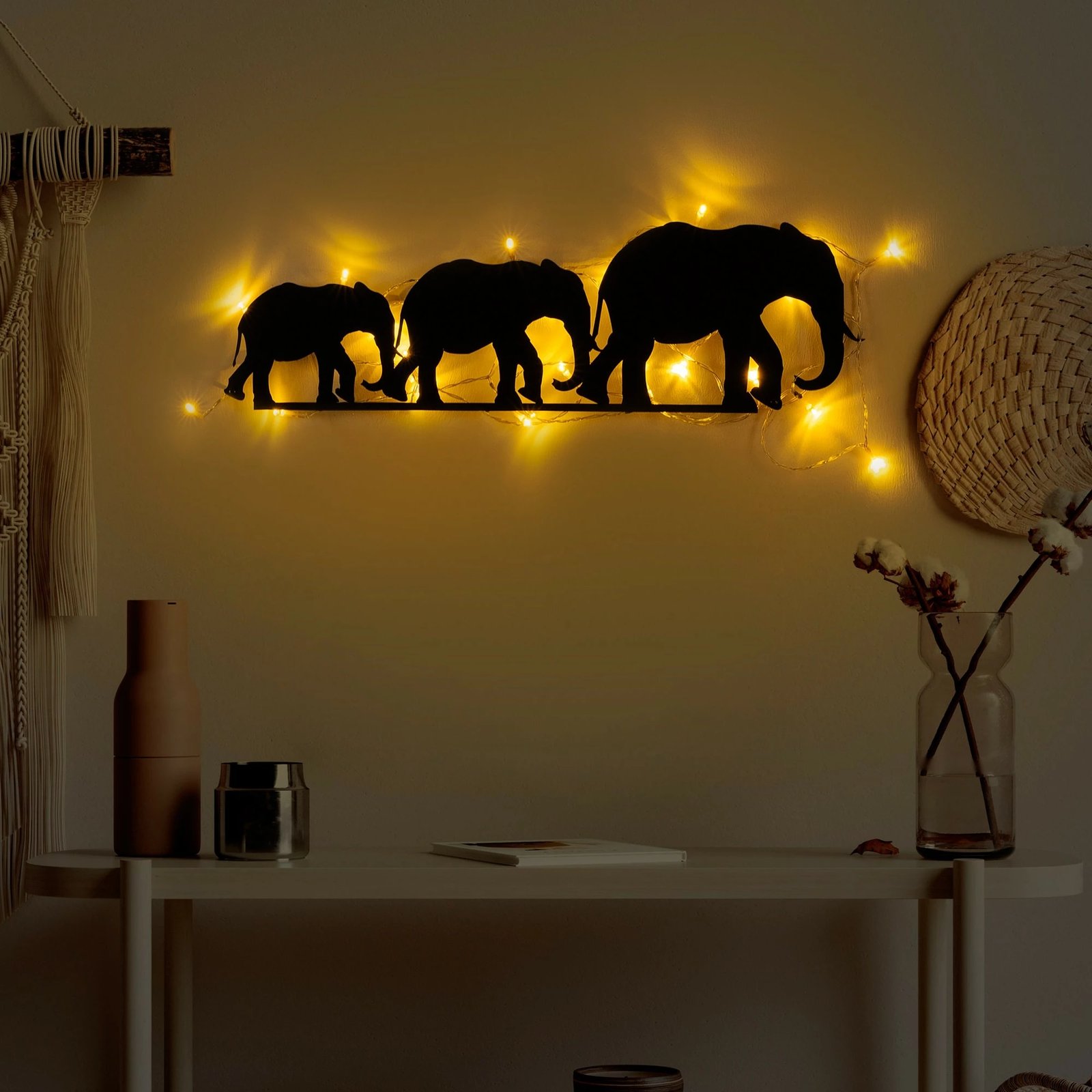 Aksesor dekorativ metalik për mur, elefant, Wallity 070